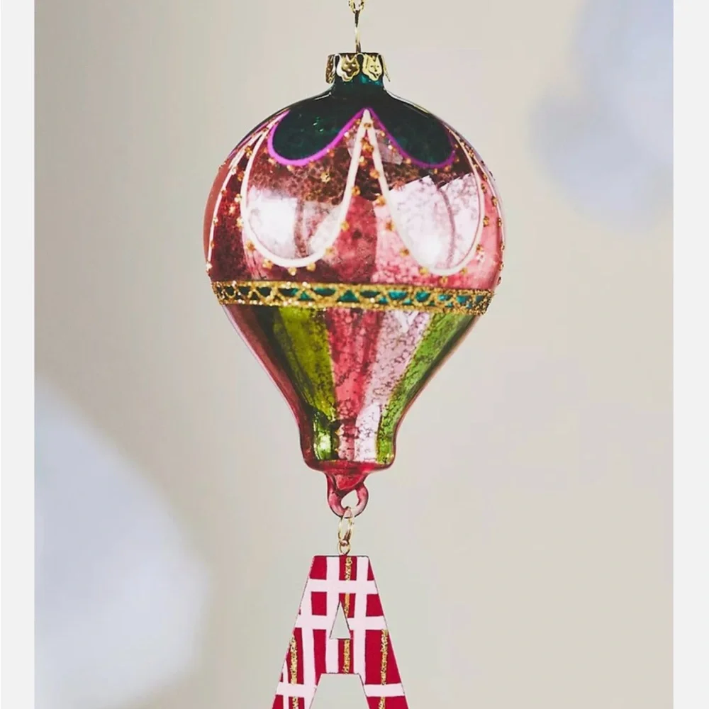 Anthropologie monogram Hot Air Balloon Ornaments